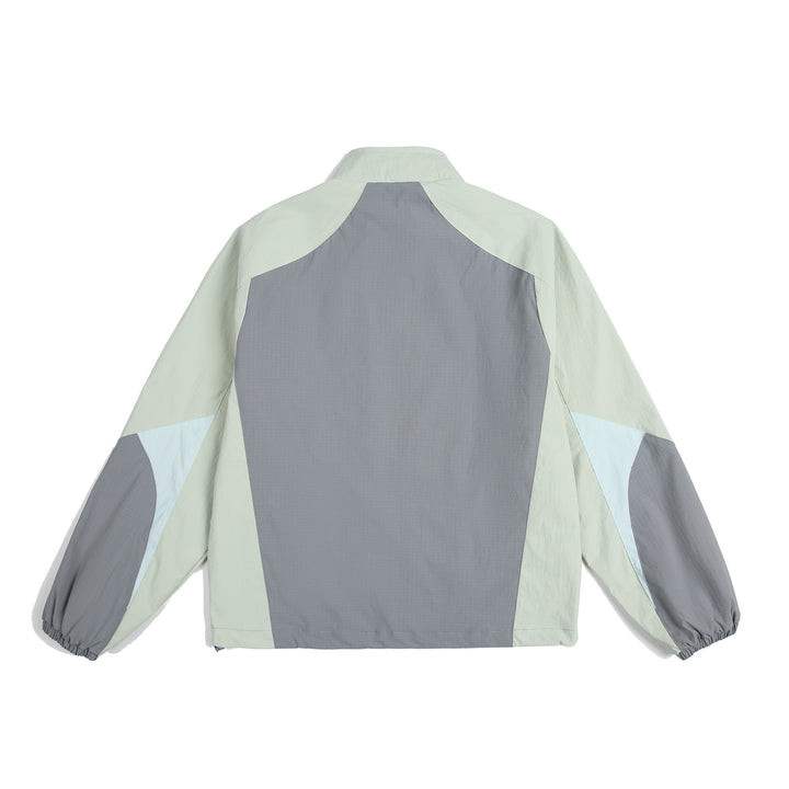 Unisex Leichte Windjacke mit hohem Kragen, Farbmix‑Paneelen und verstellbarem Saum Echoarchiv