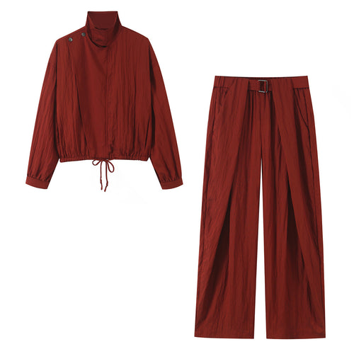 Damen Hochtaillierte Wide‑Leg Stoffhose mit Bundfalten und Bindegürtel Echo Archiv