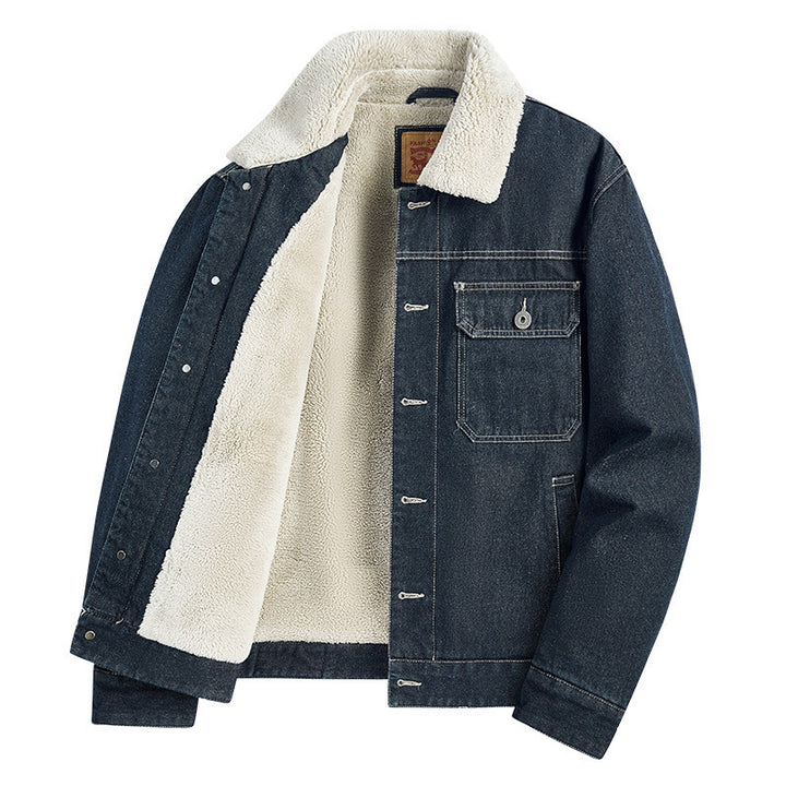 Herren Warme Denimjacke mit Kunstfellkragen Echo Archiv