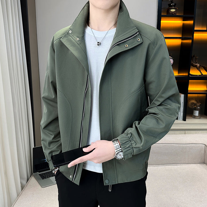 Herren Leichter Utility-Canvas-Blouson mit Stehkragen und elastischen Bündchen Echoarchiv