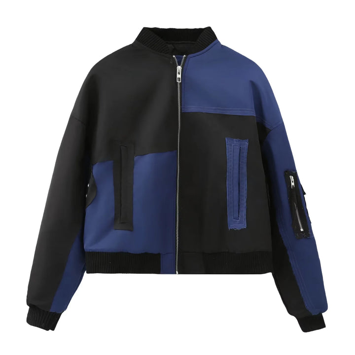Damen nan urbaner Bomberjacke mit Kontrastpaneelen, Oversize-Silhouette, Front- und Ärmeltaschen Echo Archiv