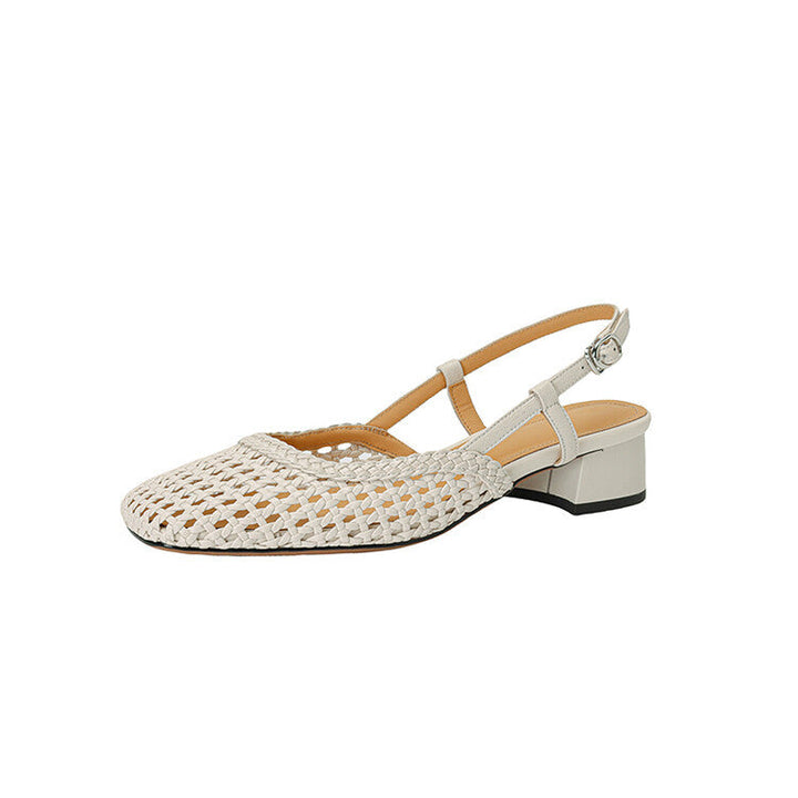 Damen Slingback Sandalen mit Geflochtenem Design und Elegantem Blockabsatz Echoarchiv
