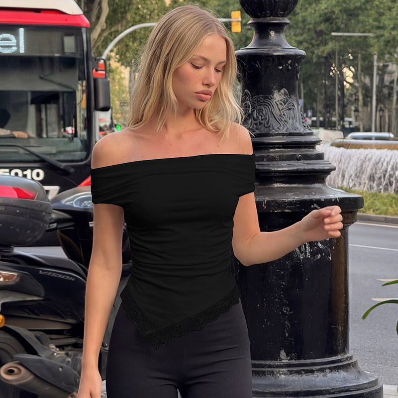 Damen Charmantes Off-Shoulder Top Echo Archiv