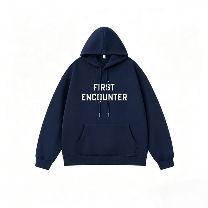 Unisex Oversize-Kapuzenpullover mit großem Frontprint, Kängurutasche und gerippten Bündchen Echo Archiv