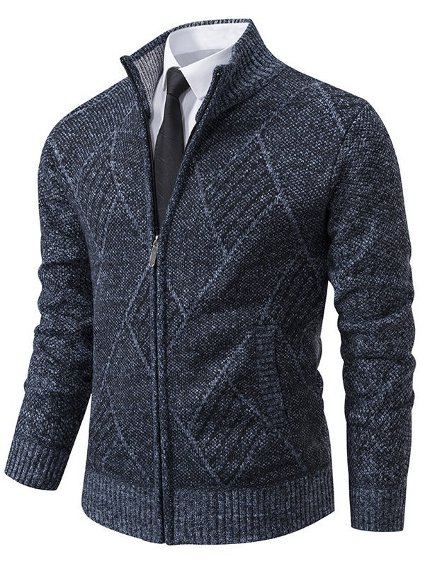 Herren Strickjacke mit modernem Zopfdesign und praktischem Reißverschluss Echoarchiv