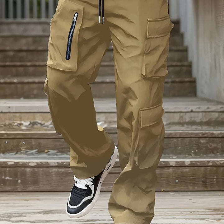 Herren Weite Cargo-Jogginghose mit multifunktionalen Taschen, Reißverschlussdetail und Kordelzugbund Echo Archiv