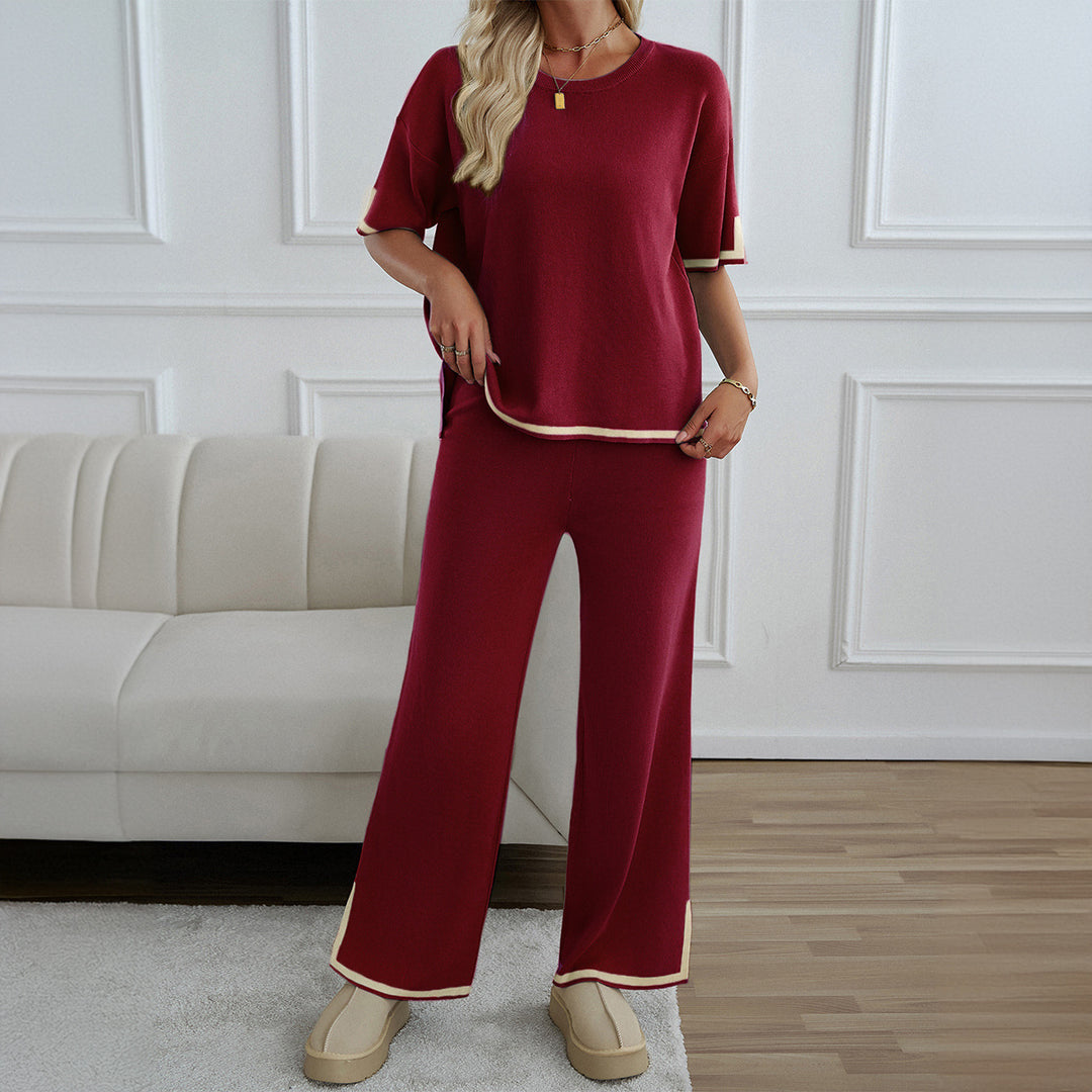 Damen Lässiges Zweiteiliges Set mit Weitem Schnitt und Goldakzenten Echo Archiv