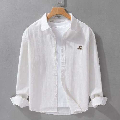 Herren Lässiges Baumwoll-Overshirt mit Kentkragen, dezentem Sticklogo und Relaxed‑Fit Echoarchiv