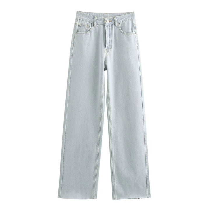 Damen hochtaillierte Wide-Leg-Jeans mit weitem Bein und Vintage-Waschung Echo Archiv