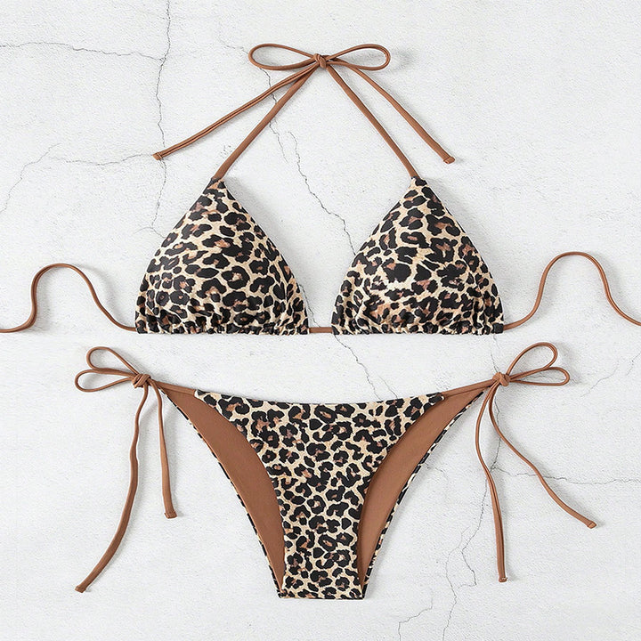 Damen Triangel-Bikini mit animalischem Muster und verstellbaren Bindebändern Echo Archiv