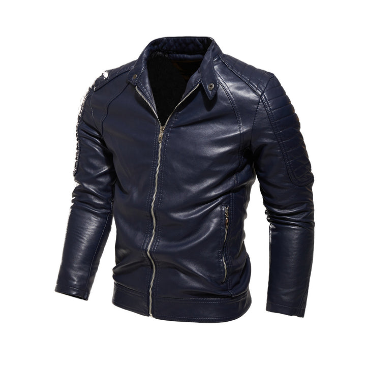 Herren elegante Fake-Lederjacke mit gesteppten Details Echo Archive