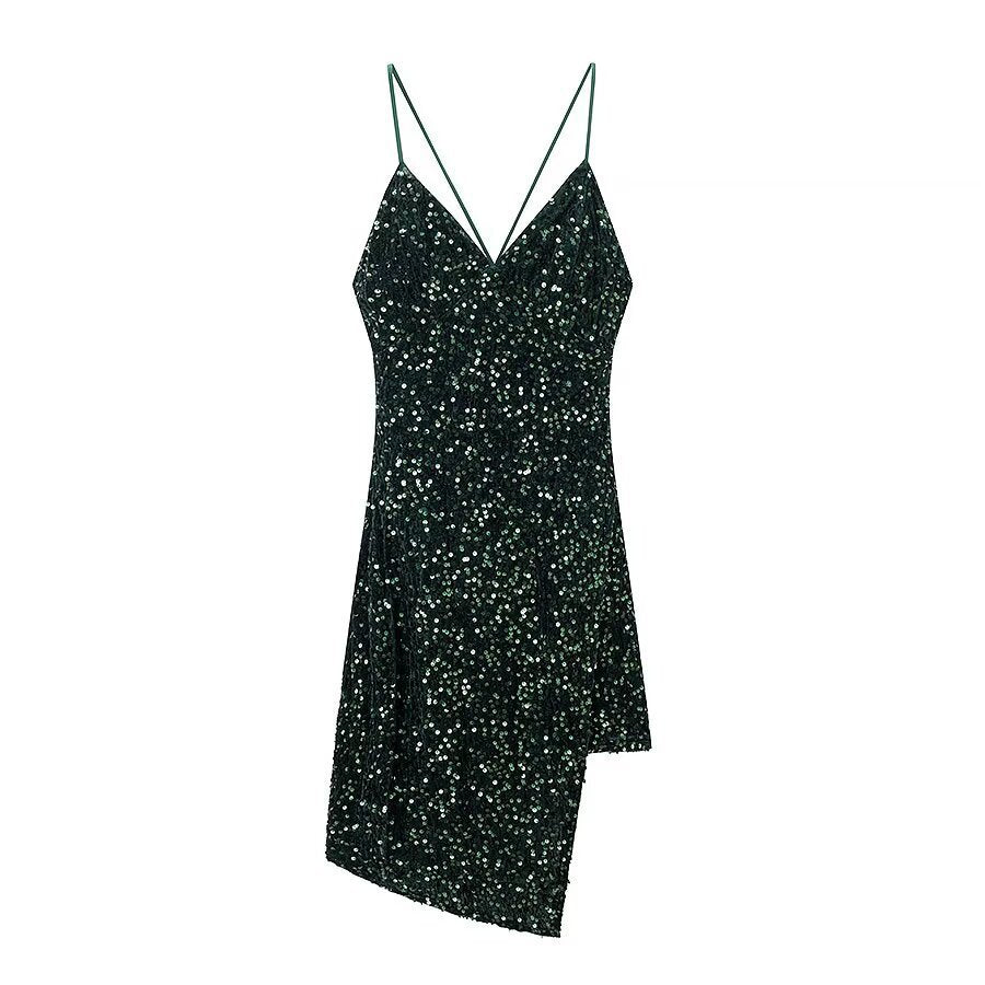 Damen Cocktailkleid mit schimmerndem Paillettenbesatz und asymmetrischem Saum Echo Archiv