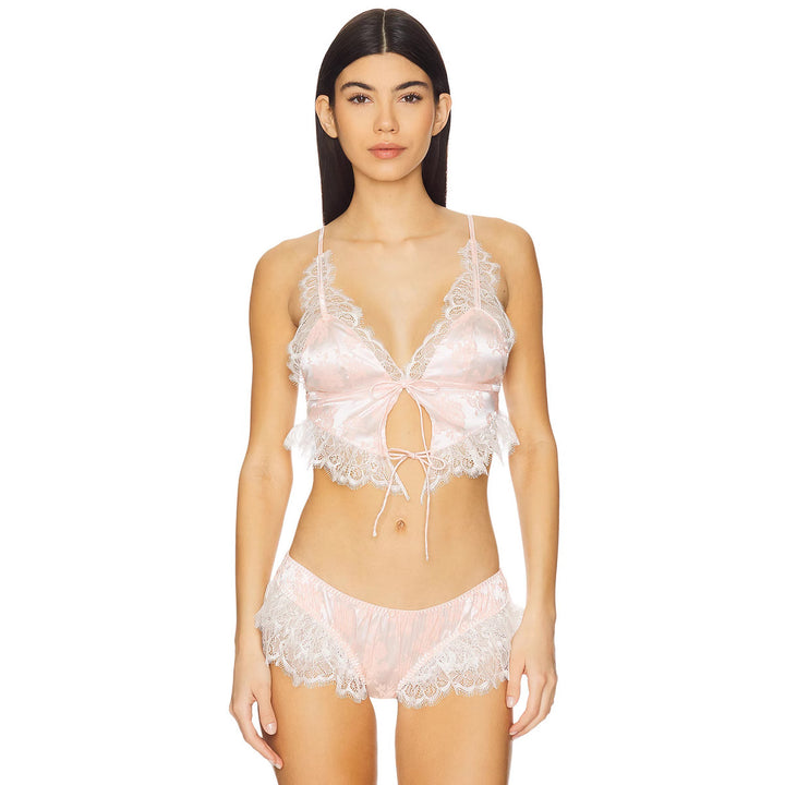 Damen Spitzen-Babydoll-Set mit Rüschendetails und schimmerndem Satin Echo Archiv