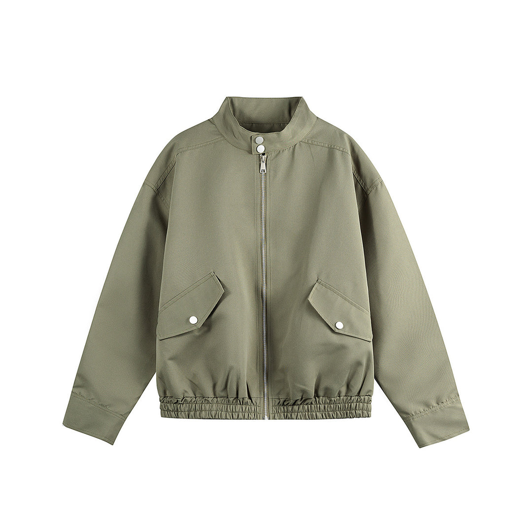 Unisex Boxy-Bomberjacke im Workwear-Look mit Stehkragen und Pattentaschen Echoarchiv