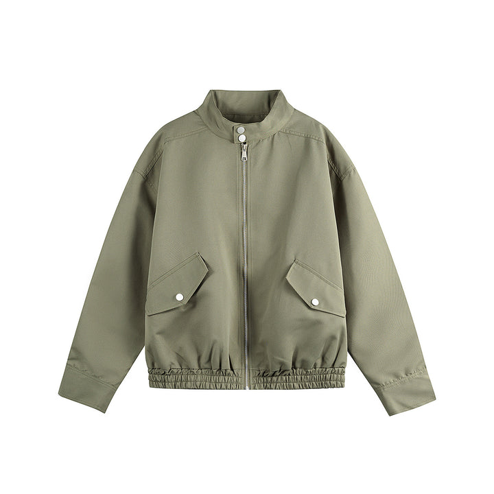 Unisex Boxy-Bomberjacke im Workwear-Look mit Stehkragen und Pattentaschen Echoarchiv