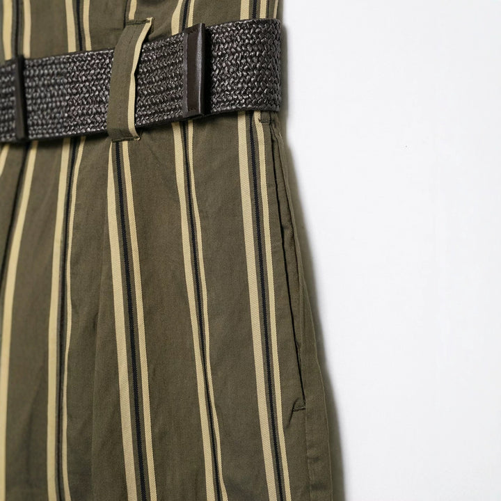 Damen Hochtaillierte weite Hose mit vertikalem Streifenmuster und Taillengürtel Echoarchiv