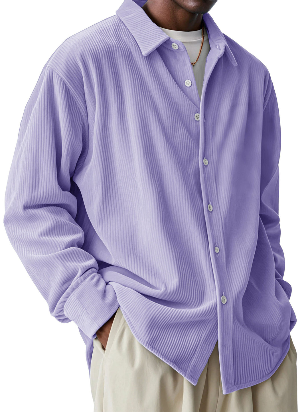 Herren nan oversized Kordhemd mit feiner Rippenstruktur und Relaxed-Fit Echo Archiv