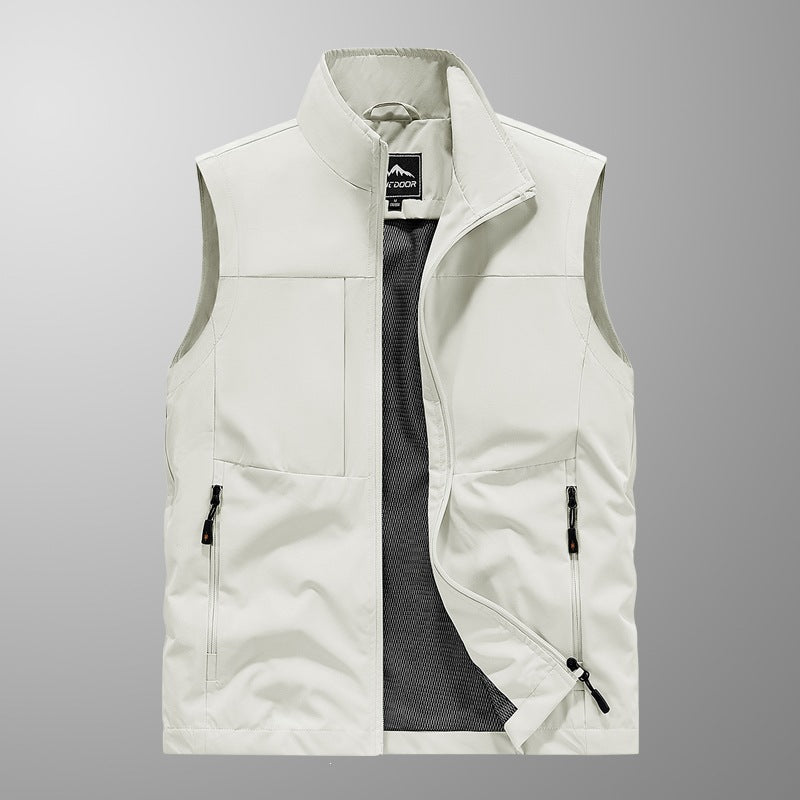 Herren Utility‑Weste mit Multi‑Taschen, Stehkragen & atmungsaktivem Mesh‑Futter Echoarchiv