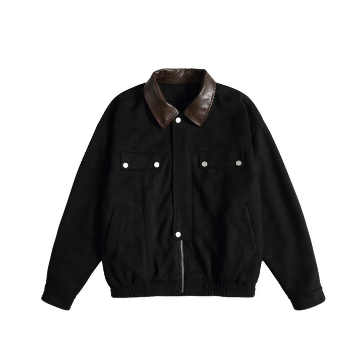 Damen Kurz geschnittene Boxy-Blousonjacke mit kontrastierendem Kunstlederkragen Echoarchiv