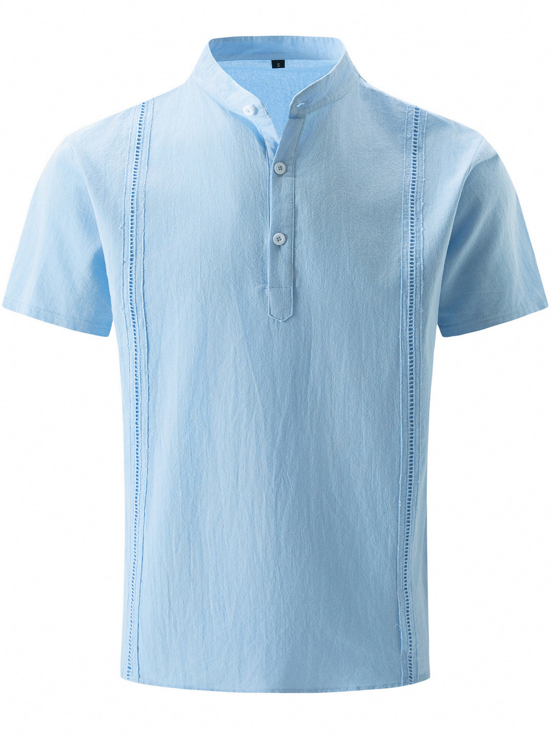 Herren Elegantes Kurzarmhemd mit modernem Stehkragen und feiner Knopfdetails Echoarchiv