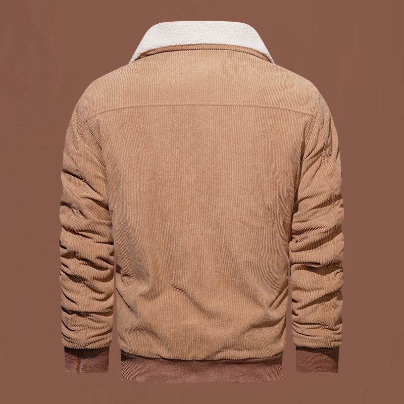 Herren nan gesteppte Cordjacke mit Teddykragen, verdecktem Reißverschluss und aufgesetzten Klappentaschen Echo Archiv