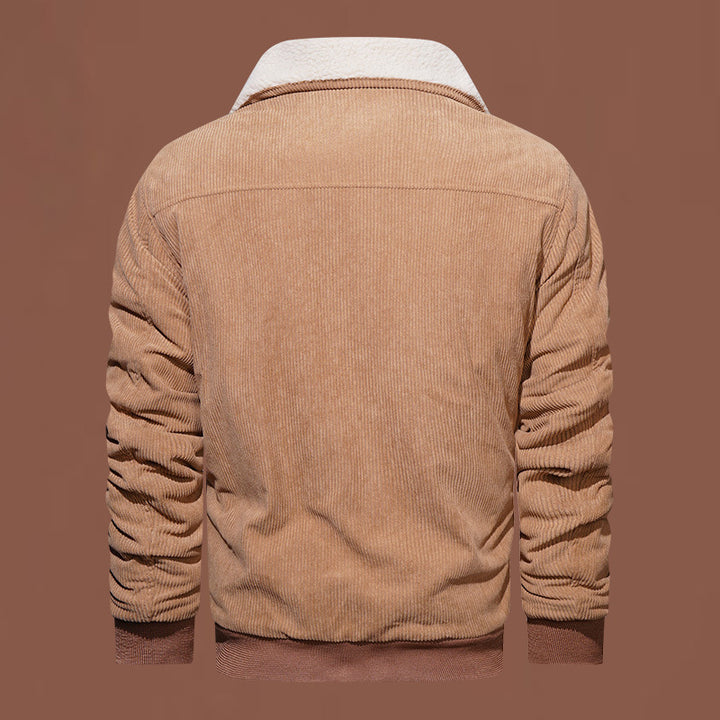 Herren nan gesteppte Cordjacke mit Teddykragen, verdecktem Reißverschluss und aufgesetzten Klappentaschen Echo Archiv