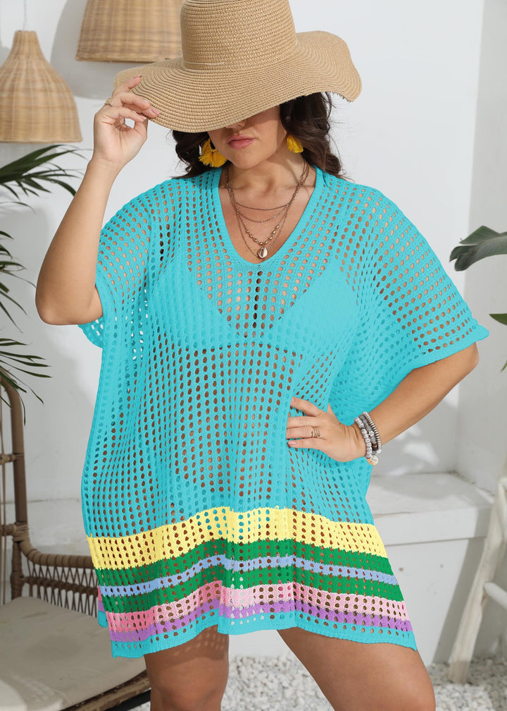 Damen transparenter Strandüberwurf mit buntem Lochdesign Echo Archiv