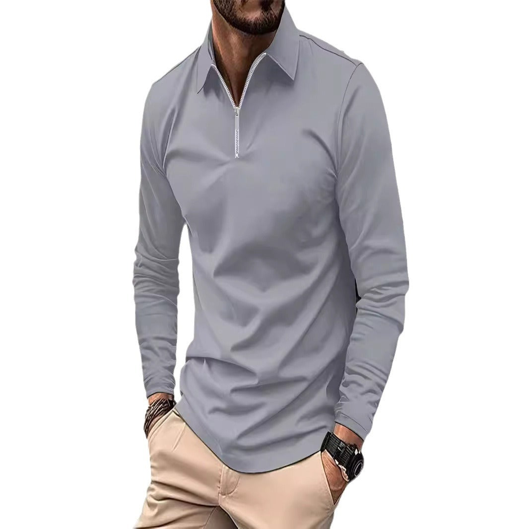 Herren Langarmshirt mit Reißverschluss und modernem Kragen Echoarchiv