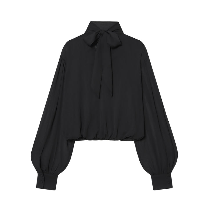 Damen nan drapiertes Cropped-Top mit Rollkragen und Ballonärmeln Echo Archiv