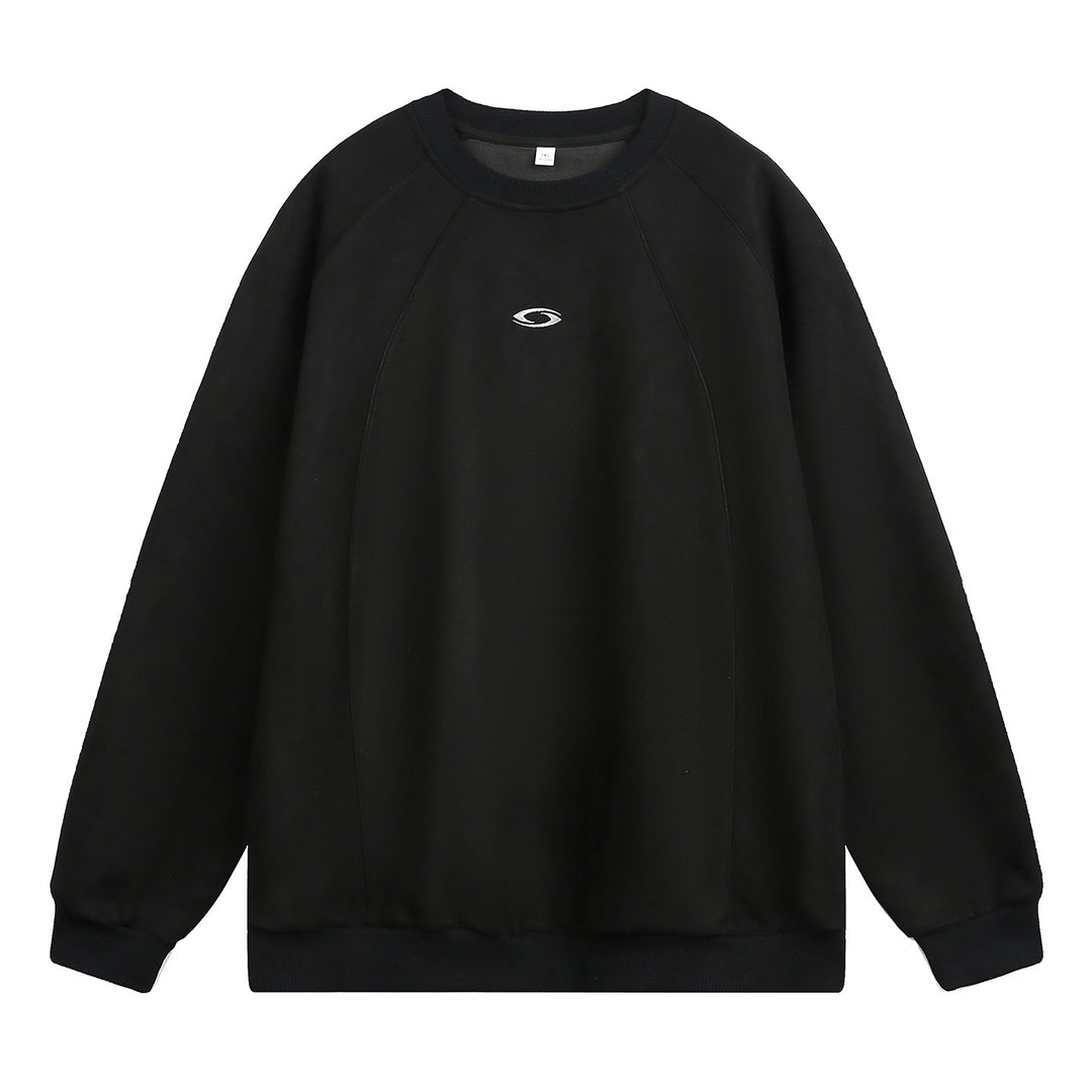 Unisex Oversize Rundhals-Sweatshirt mit Raglanärmeln, dekorativen Nahtpanelen und minimalistischer Logo-Stickerei Echo Archiv
