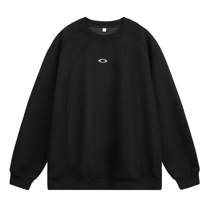 Unisex Oversize Rundhals-Sweatshirt mit Raglanärmeln, dekorativen Nahtpanelen und minimalistischer Logo-Stickerei Echo Archiv