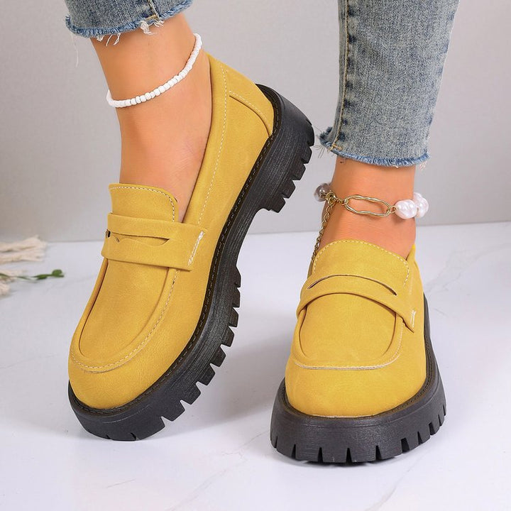 Damen Modische Chunky‑Loafer aus Veloursimitat mit profilierter Lug‑Sohle Echo Archiv
