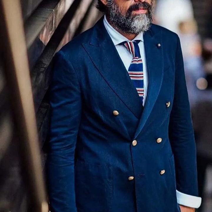 Herren eleganter Doppelreiher-Blazer aus Baumwolle Echoarchiv