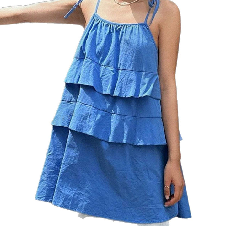 Damen luftiges Schwingkleid mit mehrlagigem Design und verstellbaren Trägern Echo Archiv