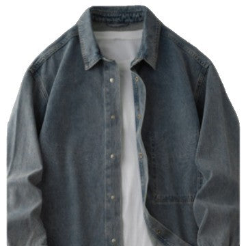 Herren Overshirt-Jacke aus gewaschenem Denim mit Druckknopfleiste und Relaxed-Schnitt Echoarchiv