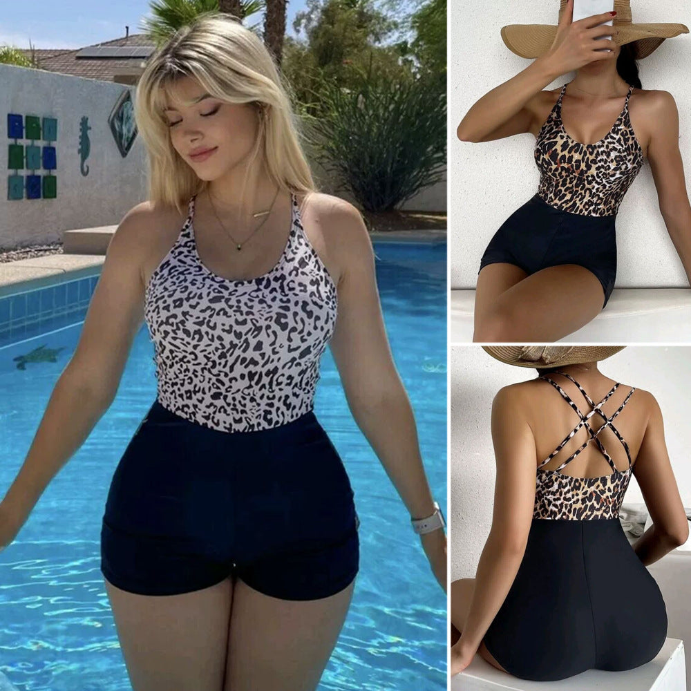 Damen Sportlicher Schwimmanzug mit stylischem Leopardenmuster Echo Archiv