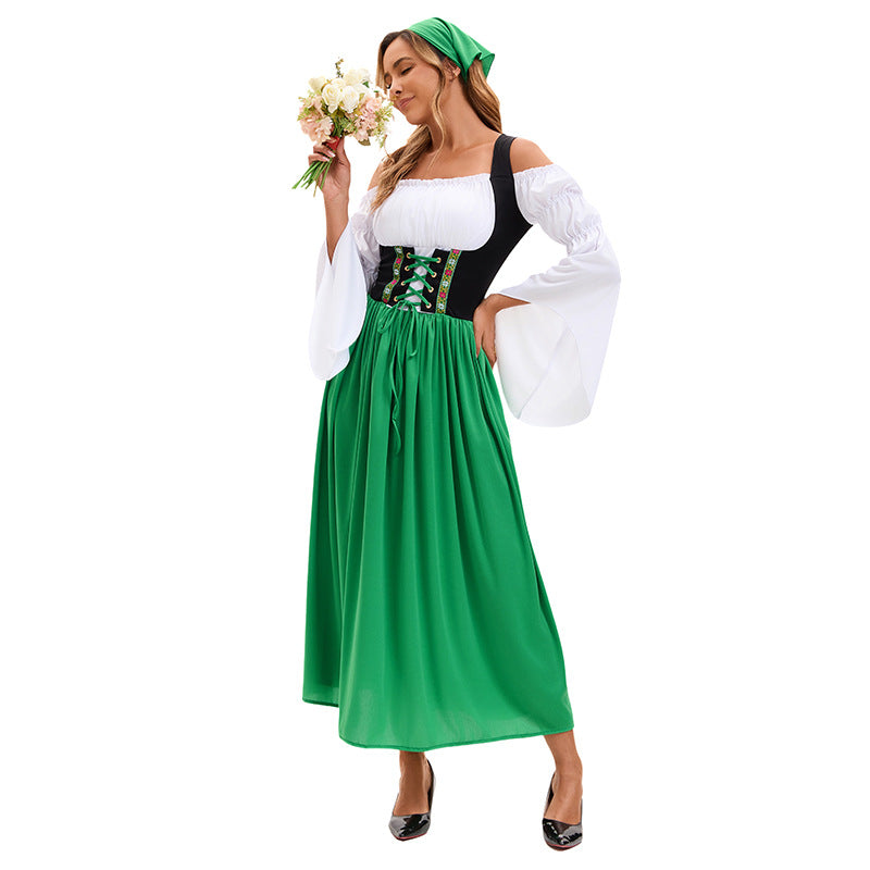 Damen nan Renaissance Dirndl Kostüm mit Schnürmieder und Carmenärmeln Echo Archiv