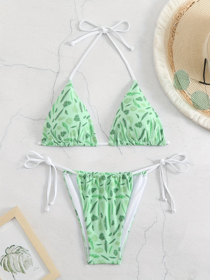 Damen trendiger Triangel-Bikini mit botanischem Muster Echo Archiv