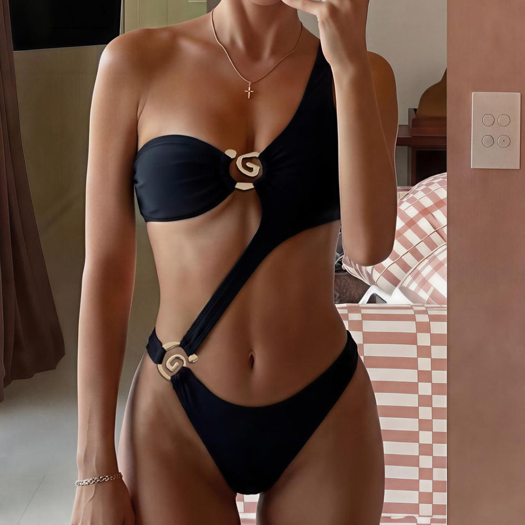 Damen Monokini mit asymmetrischem Design und eleganter Drapierung Echo Archiv