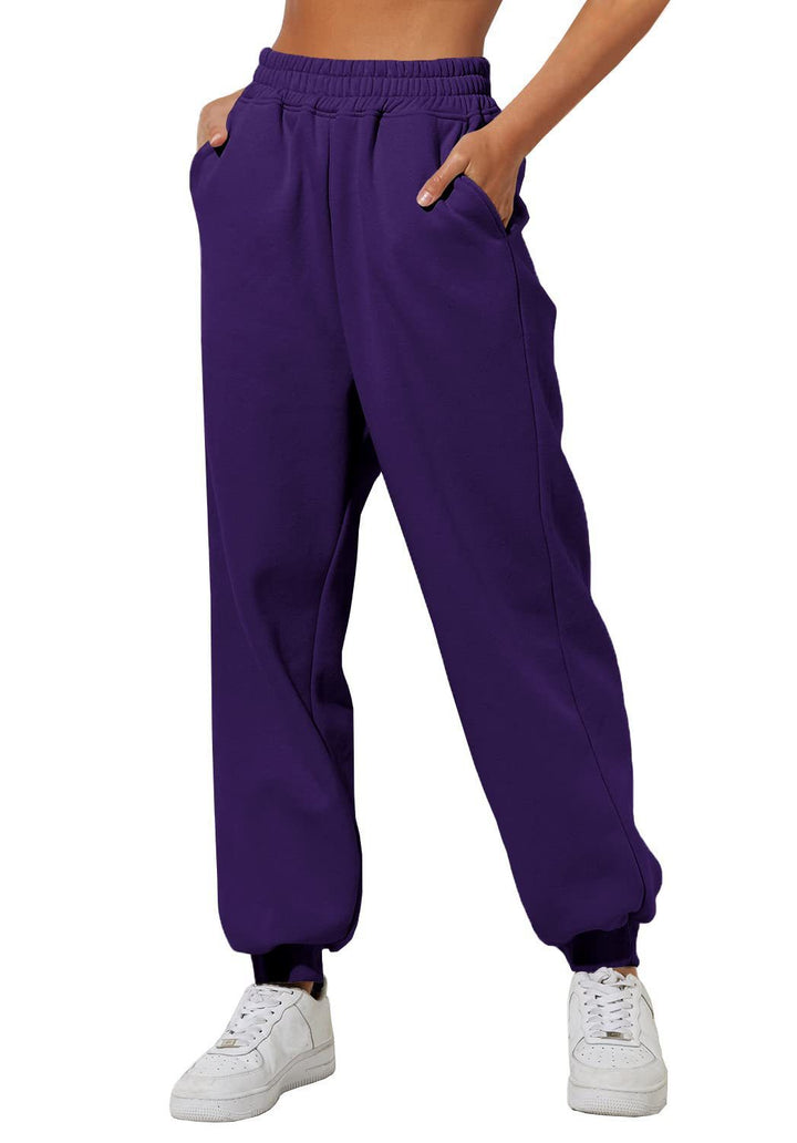 Damen nan lockere High‑Waist Jogginghose mit doppellagigem Komfortbund, seitlichen Eingrifftaschen und gerafften Knöchelbündchen Echo Archiv