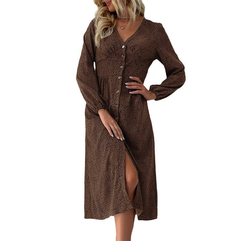 Damen Elegantes Knielanges Kleid mit Knopfverschluss Echo Archiv