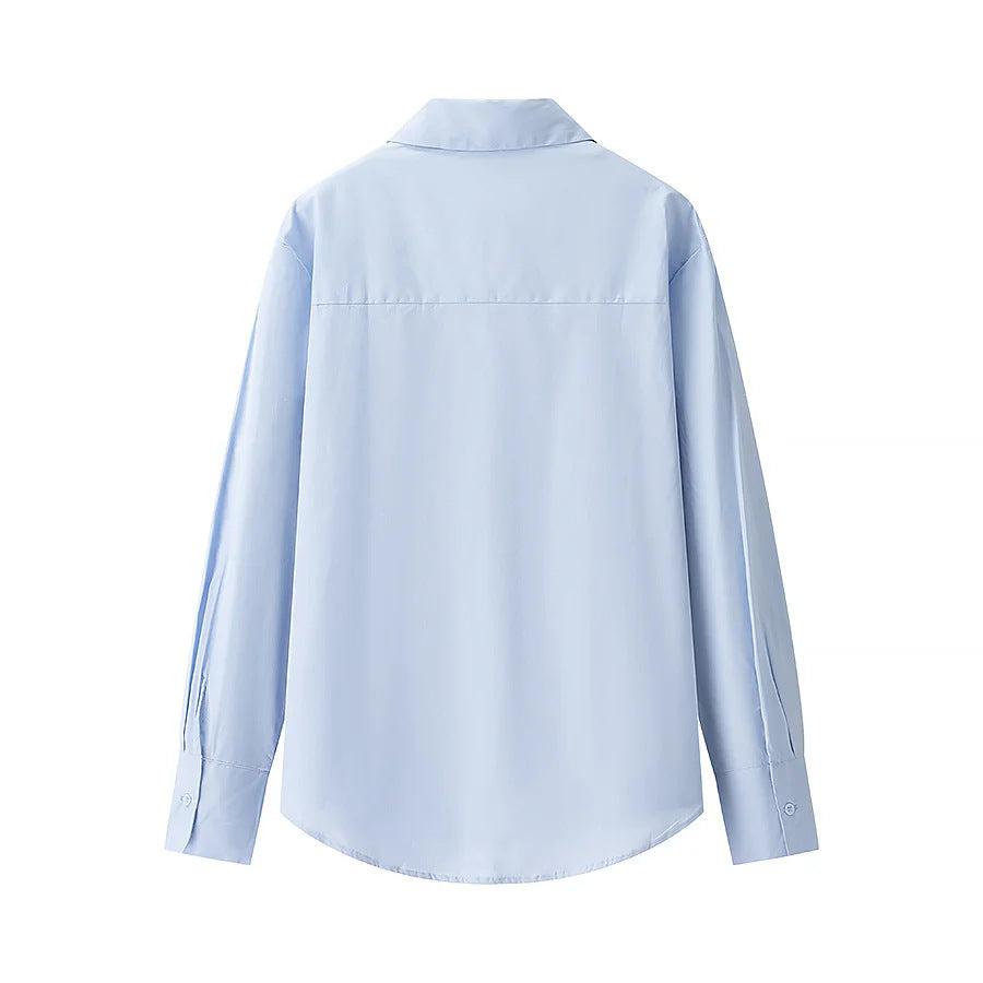 Damen nan Rüschen-Hemdbluse aus Baumwollmix, langärmlig und leicht oversized Echo Archiv