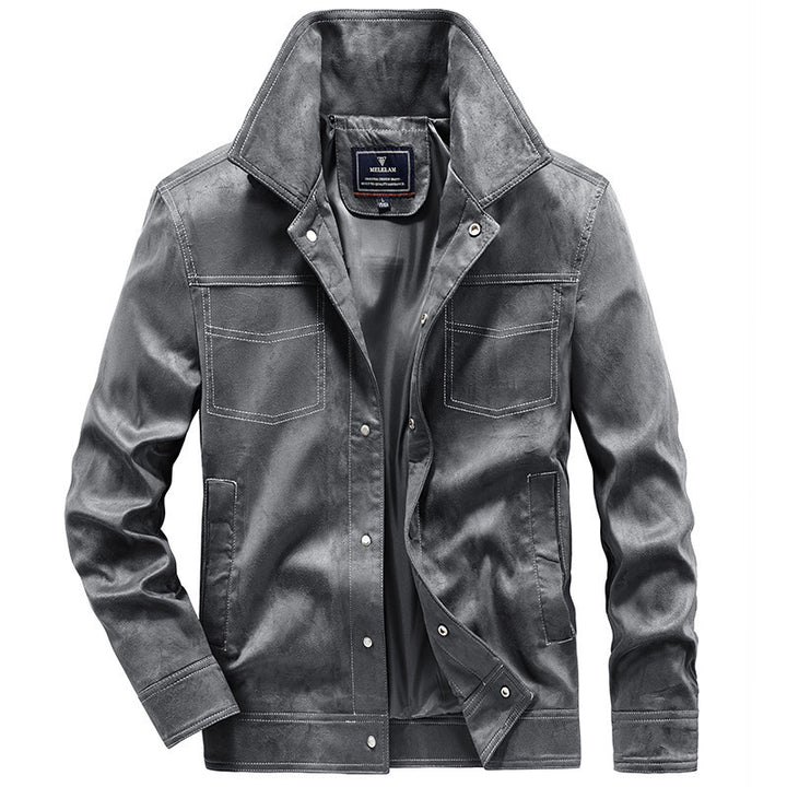 Herren Veloursimitation-Truckerjacke mit Kontrastnähten und Overshirt-Schnitt Echo Archiv