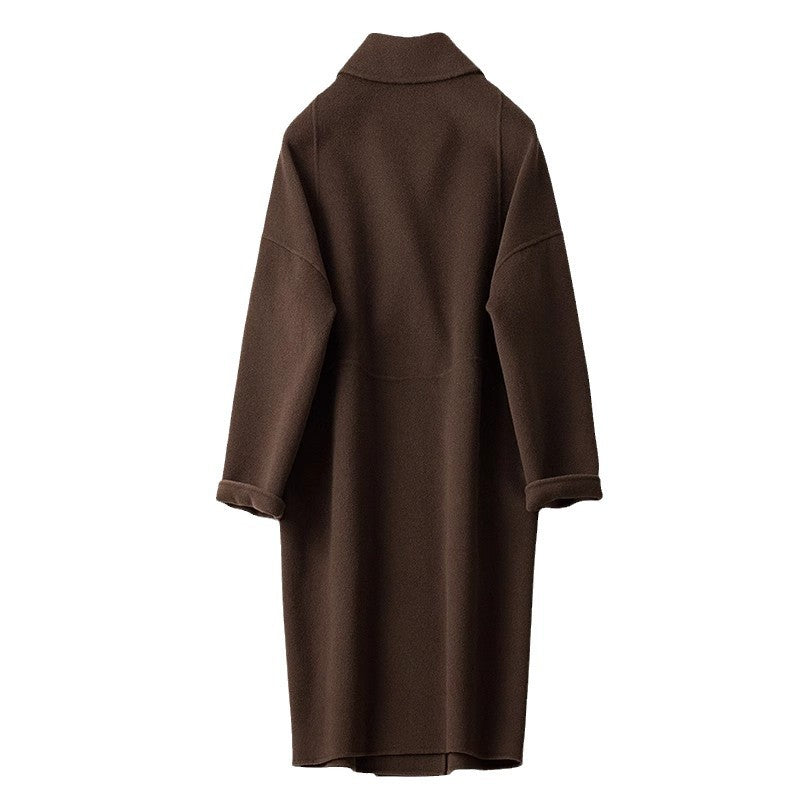 Damen Eleganter Wollmantel mit Abnehmbarer Kapuze Echoarchiv