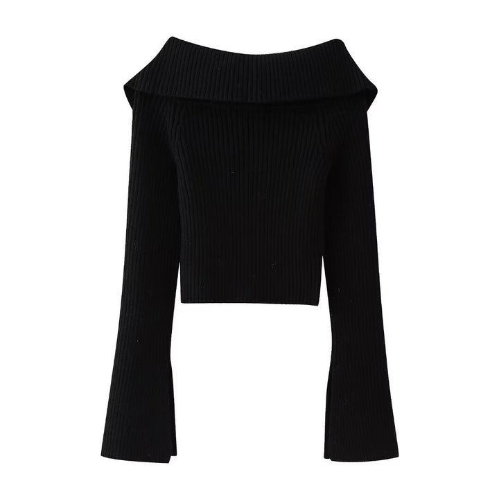 Damen Kurz geschnittene Rippenstrick-Jacke mit weitem Carmenkragen und durchgehendem Reißverschluss Echo Archiv
