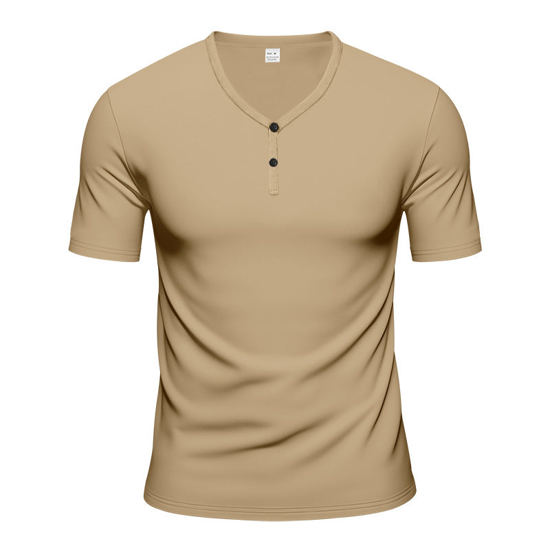Herren Kurzarm Henley-T-Shirt mit atmungsaktiver Struktur Echoarchiv