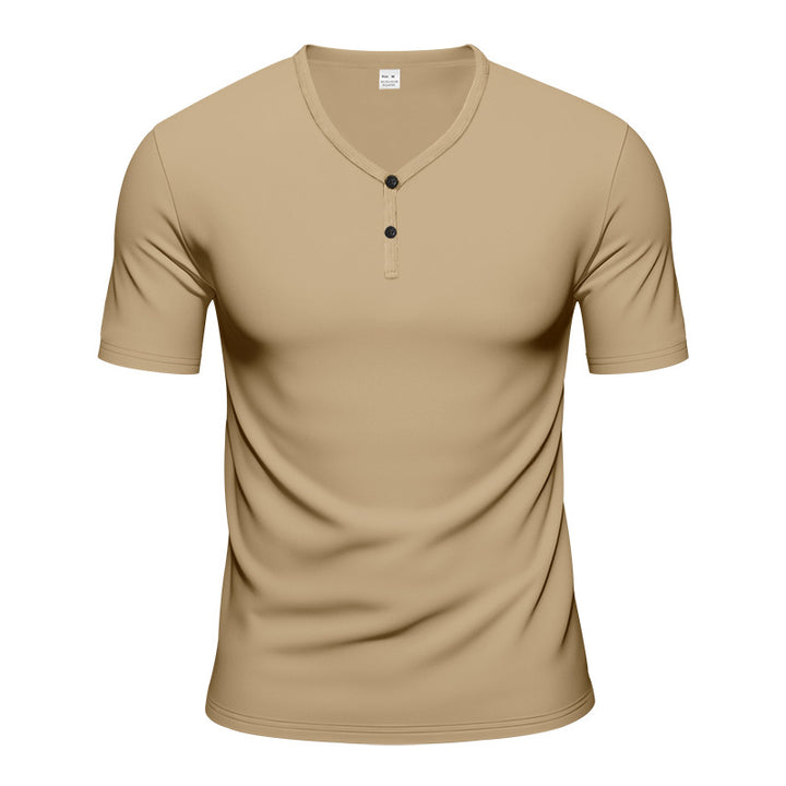 Herren Kurzarm Henley-T-Shirt mit atmungsaktiver Struktur Echoarchiv