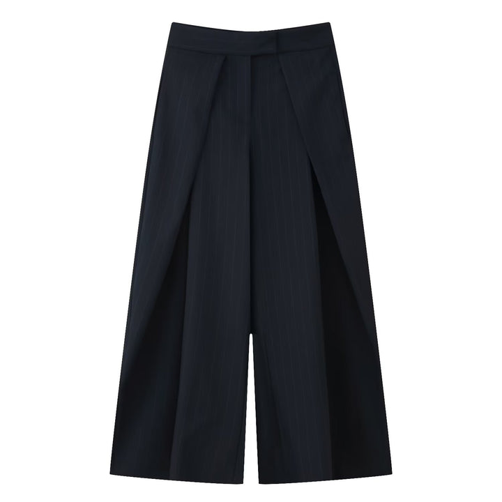 Damen 400+ weite Culotte‑Hose mit hoher Taille, verdeckter Knopfblende und vorderen Überlappungs‑Schlitzen Echo Archiv