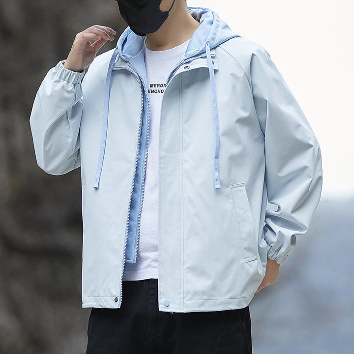Herren Leichte Regenjacke mit verstellbarem Kapuzenkragen – Taviero