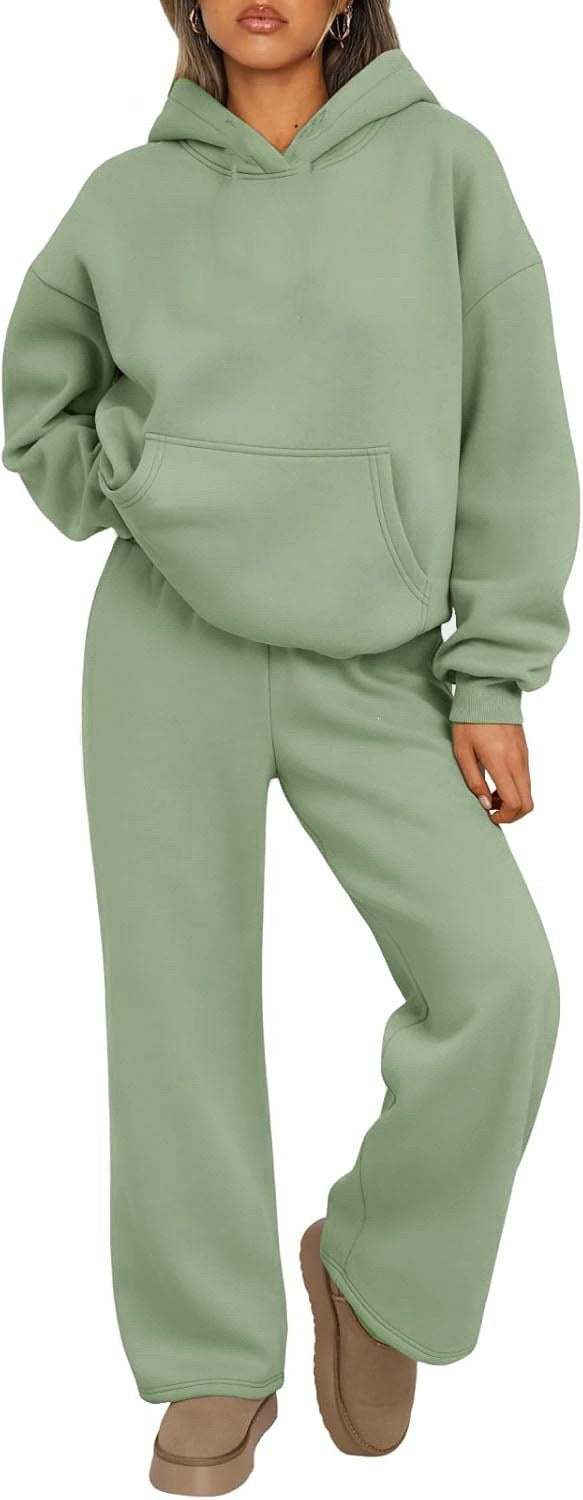Damen nan Cozy-Loungewear-Set mit oversized Kapuzenpullover, Kängurutasche und weiten Palazzo-Jogginghose Echo Archiv